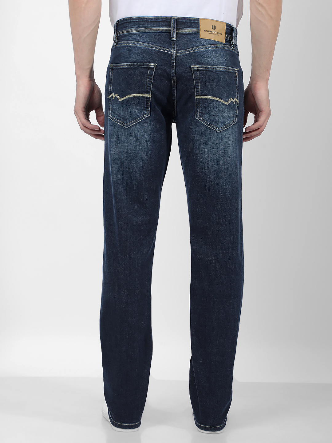 Numero Uno Men Faded Dark Blue Jeans